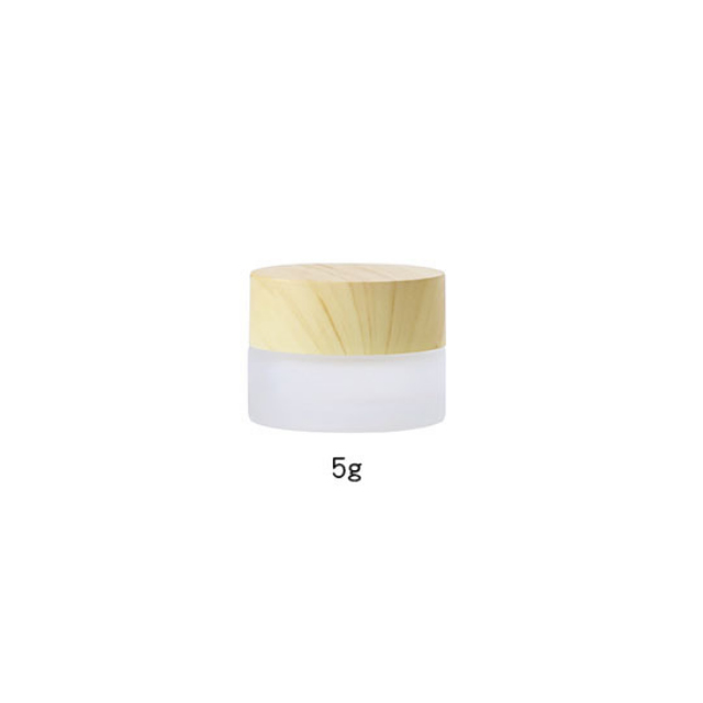 Hengjian 50g Empty Cosmetic Packaging Clear Frost Glass Skin Care Cream Jar With Plastic Wooden Pattern Lid