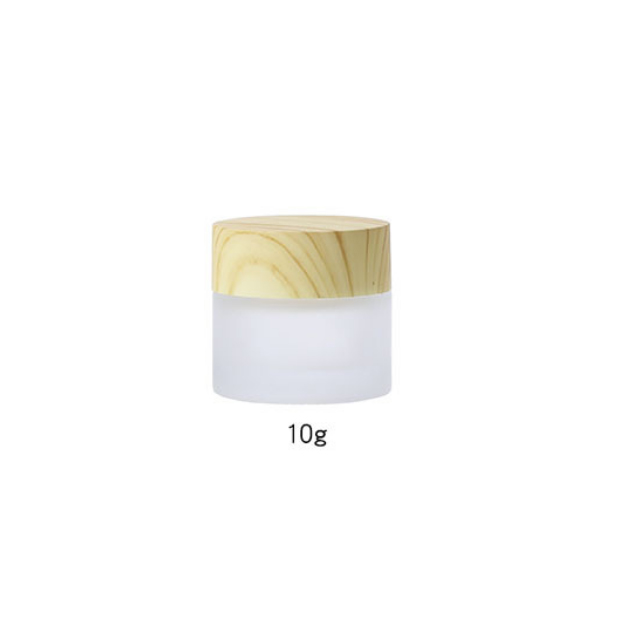 Hengjian 50g Empty Cosmetic Packaging Clear Frost Glass Skin Care Cream Jar With Plastic Wooden Pattern Lid