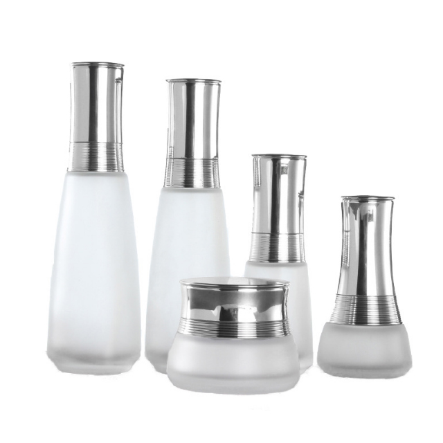 Hengjian 50g eye cream frosted glass cosmetic skin care cream jar with silver cap