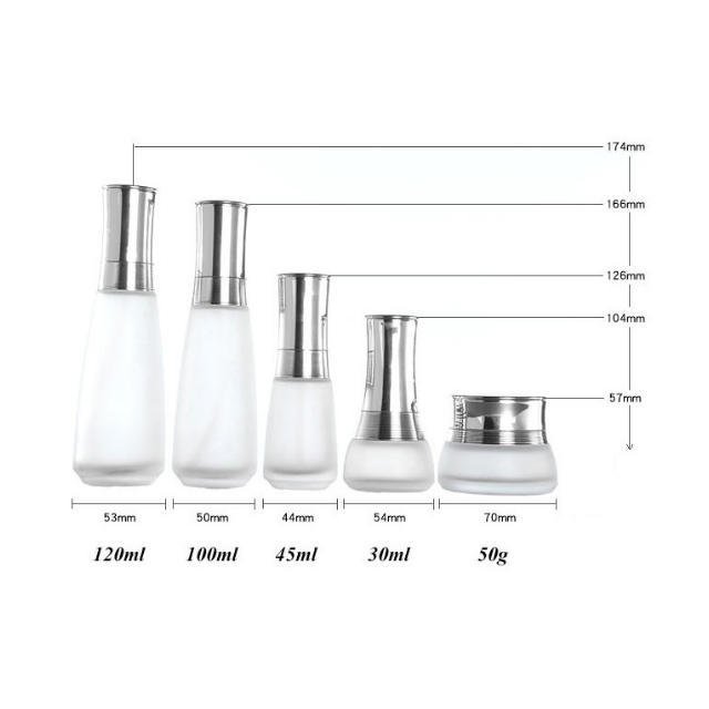 Hengjian 50g eye cream frosted glass cosmetic skin care cream jar with silver cap