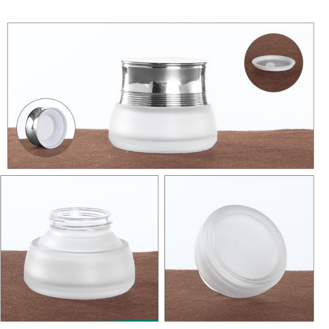 Hengjian 50g eye cream frosted glass cosmetic skin care cream jar with silver cap