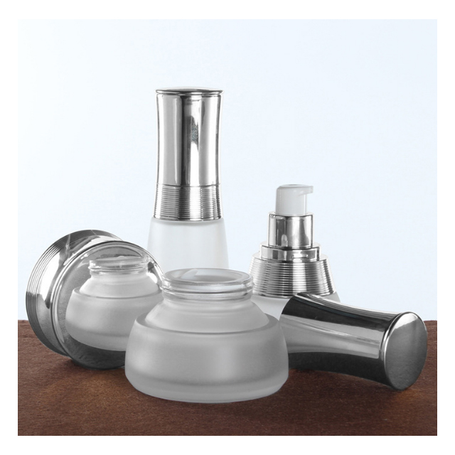 Hengjian 50g eye cream frosted glass cosmetic skin care cream jar with silver cap