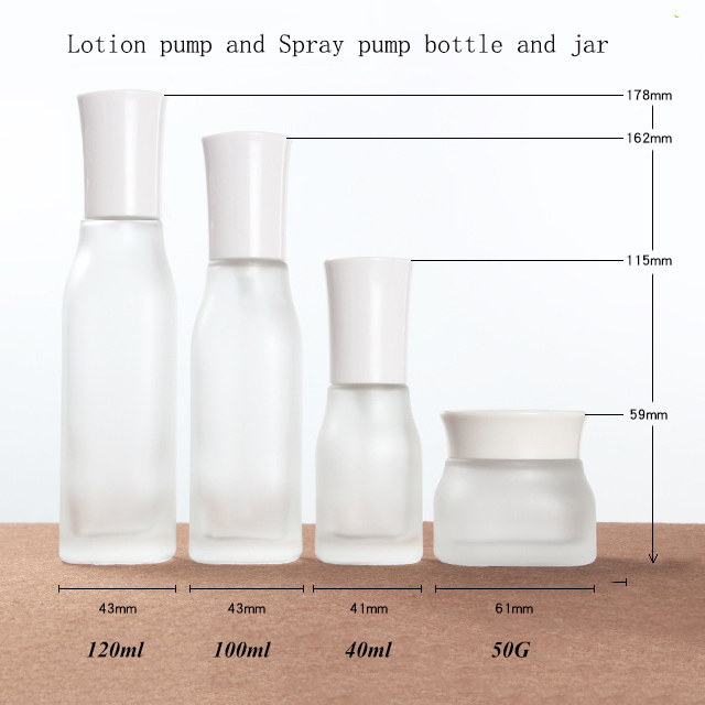 Hengjian 50g frosted matt glass for cosmetic packaging skin care face eye cream jar with white cap