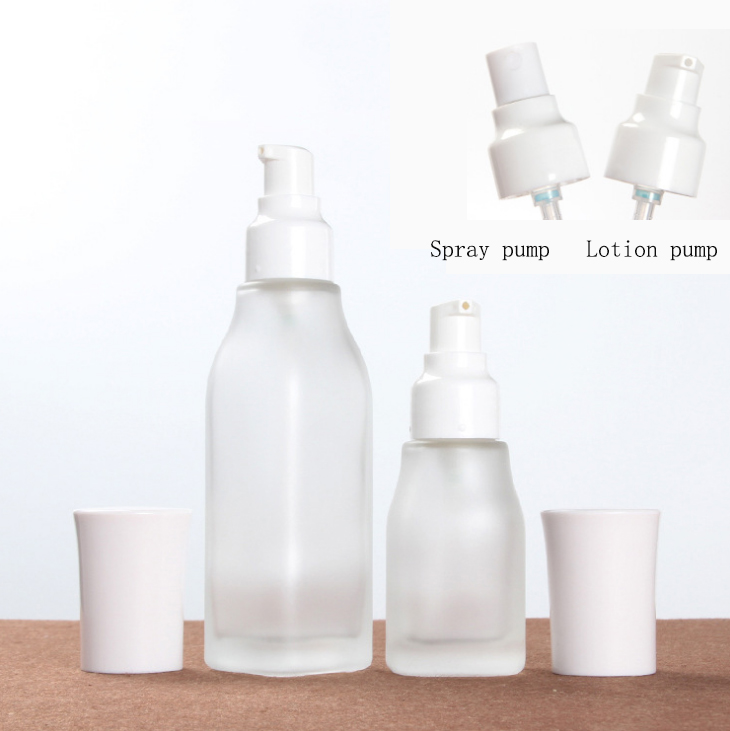 Hengjian 50g frosted matt glass for cosmetic packaging skin care face eye cream jar with white cap