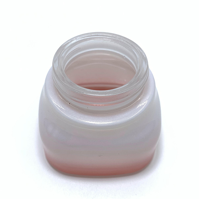 Hengjian 50g graduated color empty glass cosmetic skin care cream jar with plastic cap in wood pattern