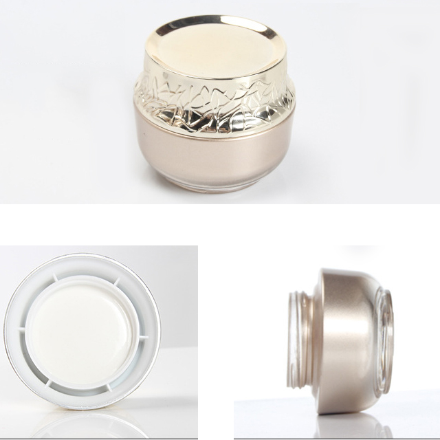 Hengjian 50g graduated gold glass for cosmetic packaging skin care face eye cream jar with gold cap
