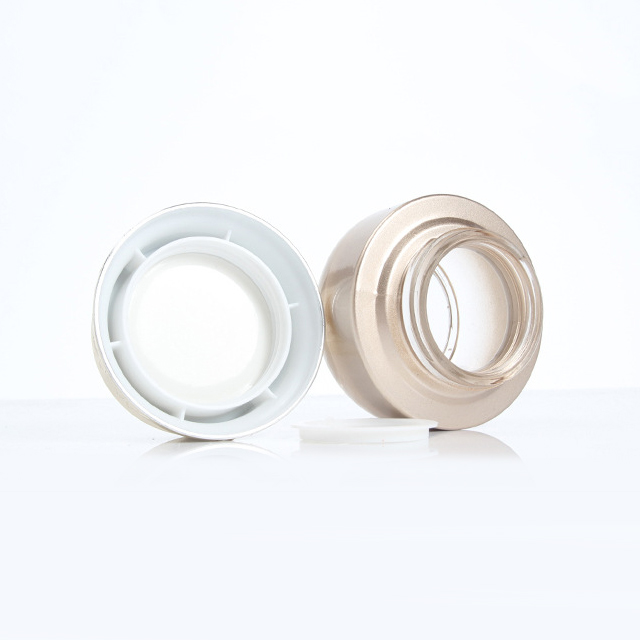 Hengjian 50g graduated gold glass for cosmetic packaging skin care face eye cream jar with gold cap