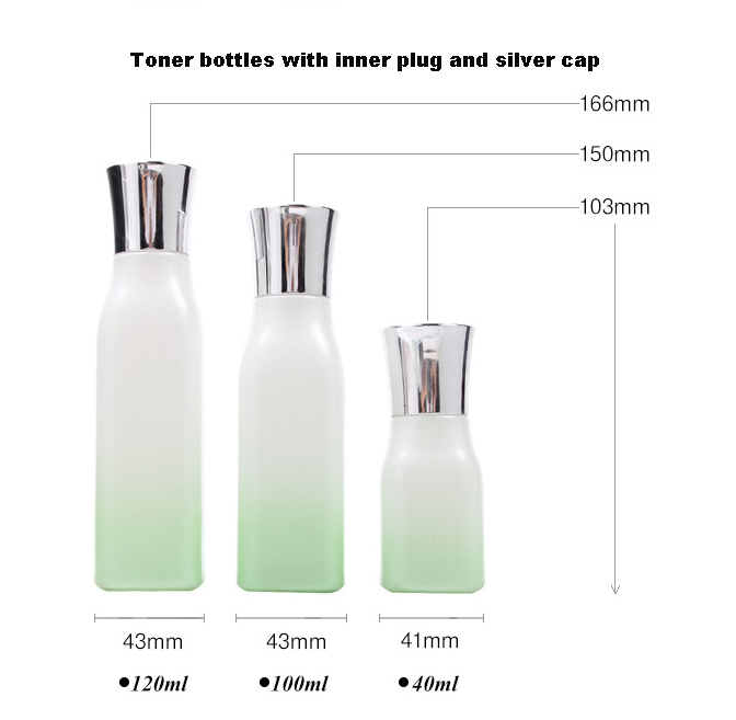 Hengjian 50g graduated green white glass for cosmetic packaging skin care face eye cream jar with silver cap