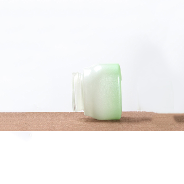 Hengjian 50g graduated green white glass for cosmetic packaging skin care face eye cream jar with silver cap