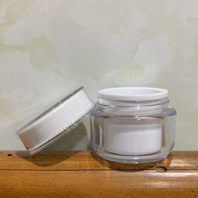 Hengjian 50g luxury cosmetic storage container white plastic skincare makeup eye cream jar with white cap