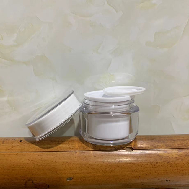 Hengjian 50g luxury cosmetic storage container white plastic skincare makeup eye cream jar with white cap