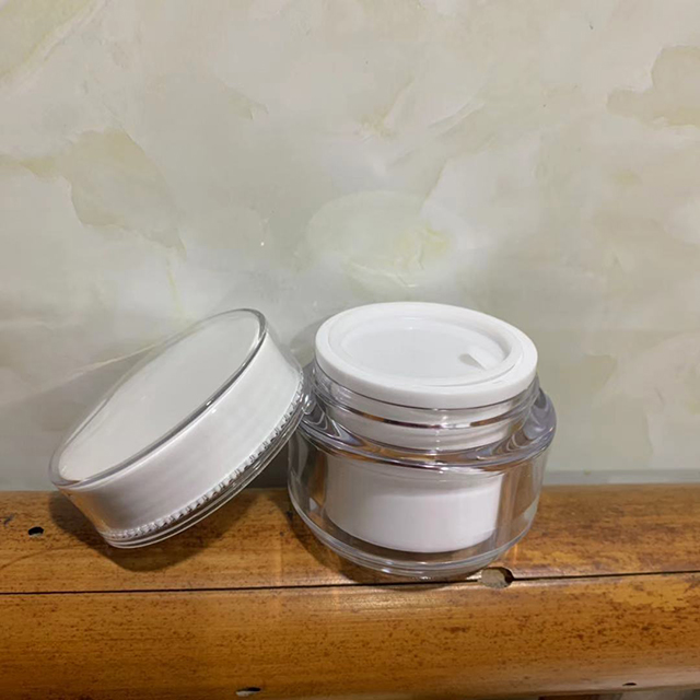 Hengjian 50g luxury cosmetic storage container white plastic skincare makeup eye cream jar with white cap