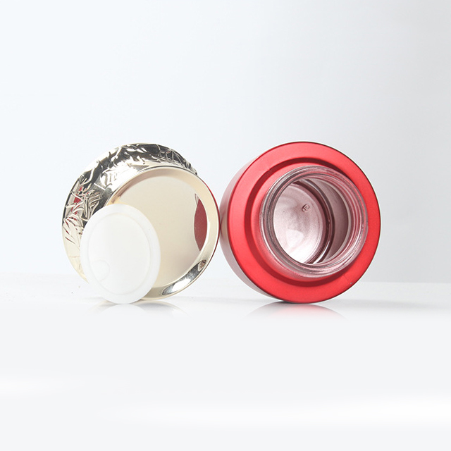 Hengjian 50g red glass for cosmetic packaging skin care face eye cream jar with gold cap