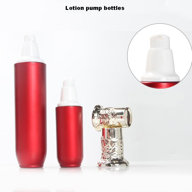 Hengjian 50g red glass for cosmetic packaging skin care face eye cream jar with gold cap