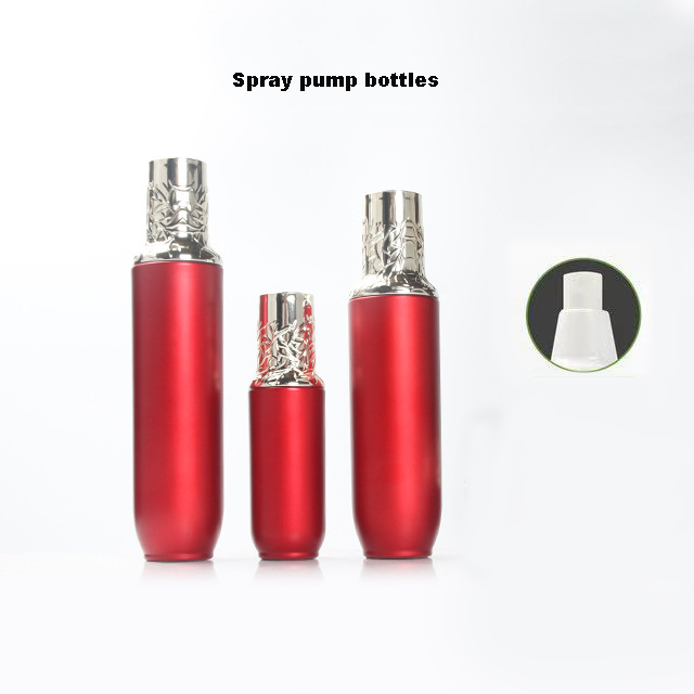 Hengjian 50g red glass for cosmetic packaging skin care face eye cream jar with gold cap