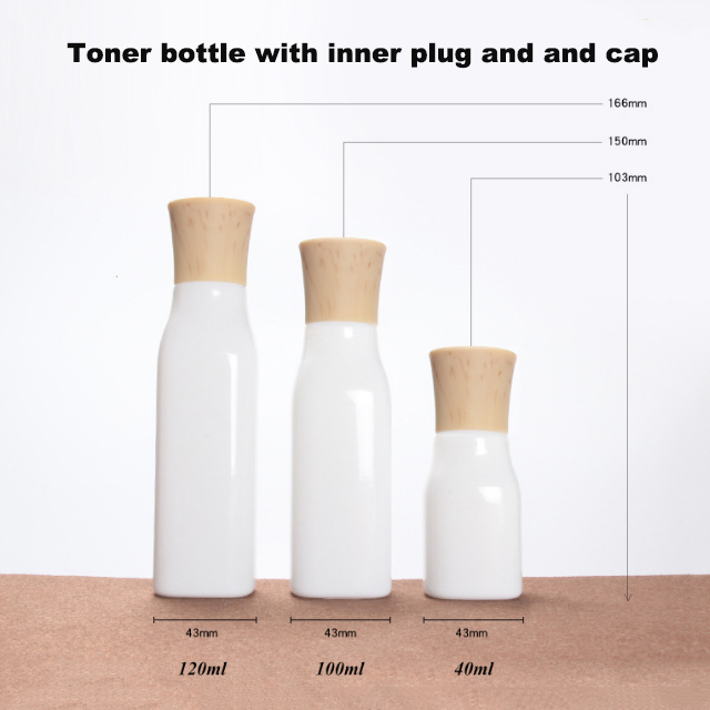 Hengjian 50g white eye cream glass cosmetic skin care cream jar with plastic screw cap with wood pattern