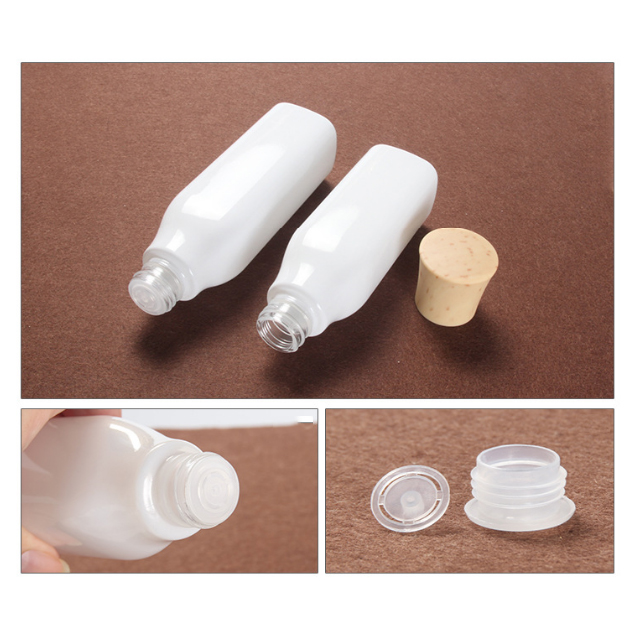 Hengjian 50g white eye cream glass cosmetic skin care cream jar with plastic screw cap with wood pattern