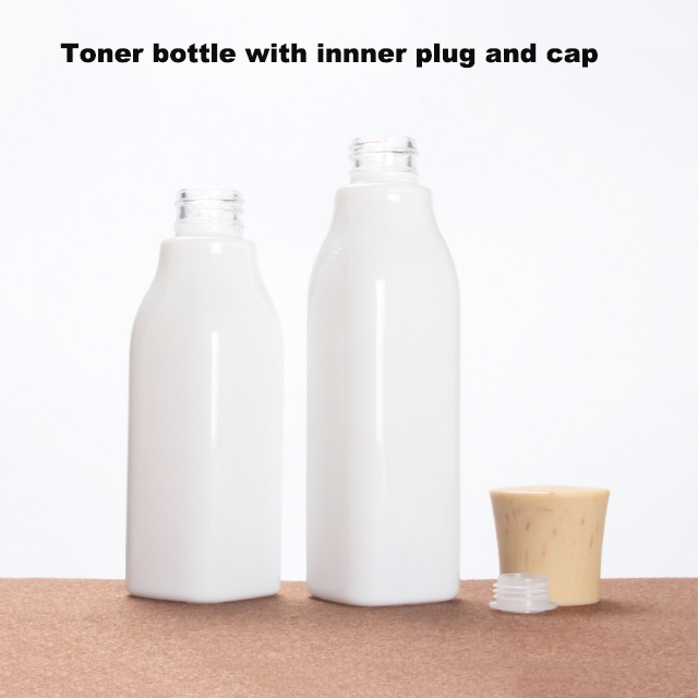 Hengjian 50g white eye cream glass cosmetic skin care cream jar with plastic screw cap with wood pattern