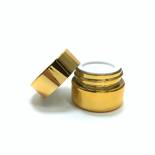 Hengjian 5g 10g 20g 30g 50g UV Plated Gold Cosmetic Packaging Glass Cream Jars Cosmetic Glass Jars With Screw Cap