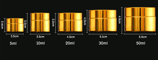 Hengjian 5g 10g 20g 30g 50g UV Plated Gold Cosmetic Packaging Glass Cream Jars Cosmetic Glass Jars With Screw Cap