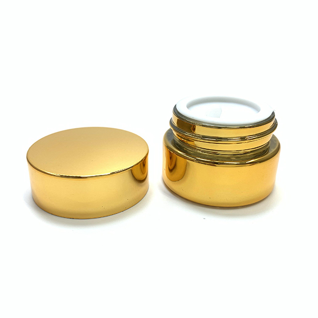 Hengjian 5g 10g 20g 30g 50g UV Plated Gold Cosmetic Packaging Glass Cream Jars Cosmetic Glass Jars With Screw Cap