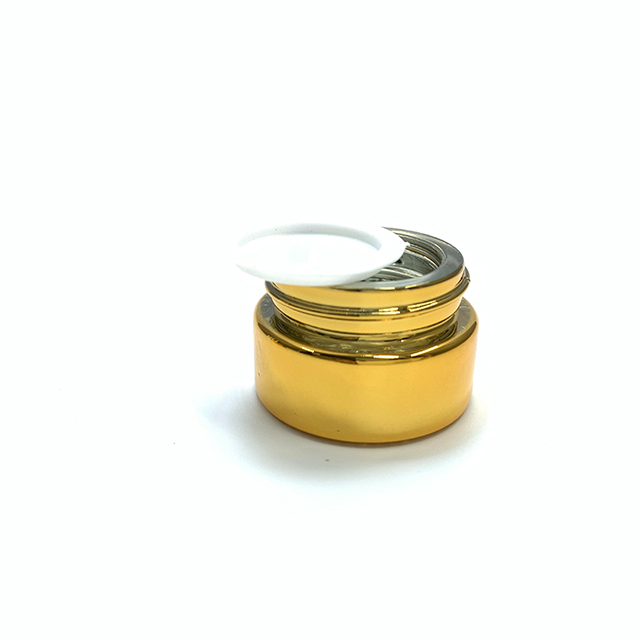 Hengjian 5g 10g 20g 30g 50g UV Plated Gold Cosmetic Packaging Glass Cream Jars Cosmetic Glass Jars With Screw Cap
