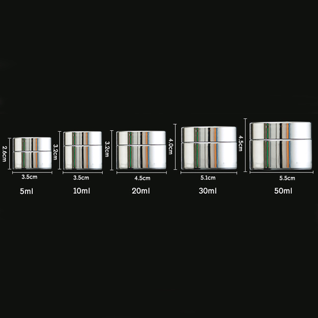 Hengjian 5g 10g 20g 30g 50g cosmetic packaging UV plated silver glass jar for face cream