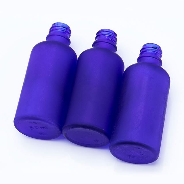 Hengjian 5ml 10ml 15ml 20ml 30ml 50ml 100ml frosted blue glass serum dropper bottle with cap for cosmetic essential oil