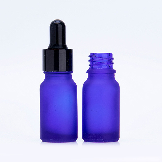 Hengjian 5ml 10ml 15ml 20ml 30ml 50ml 100ml frosted blue glass serum dropper bottle with cap for cosmetic essential oil