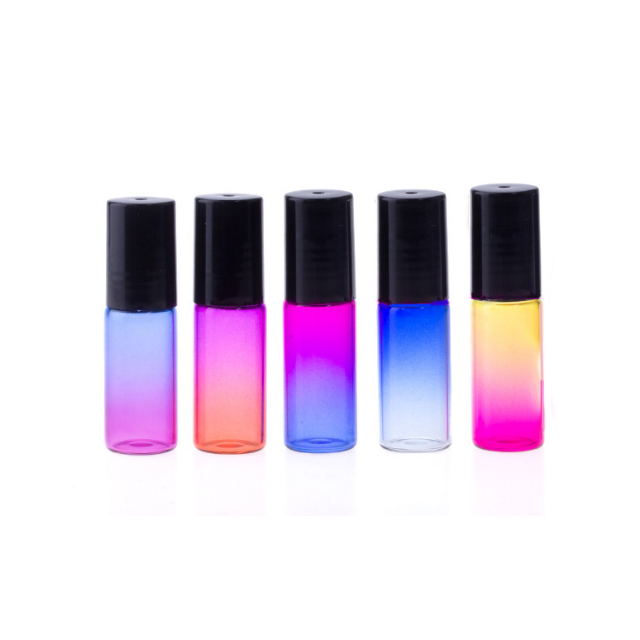 Hengjian Wholesale 5ML Gradual Color Glass Roller Empty Attar Bottles Aromatherapy Refillable Roll On Perfume Bottles