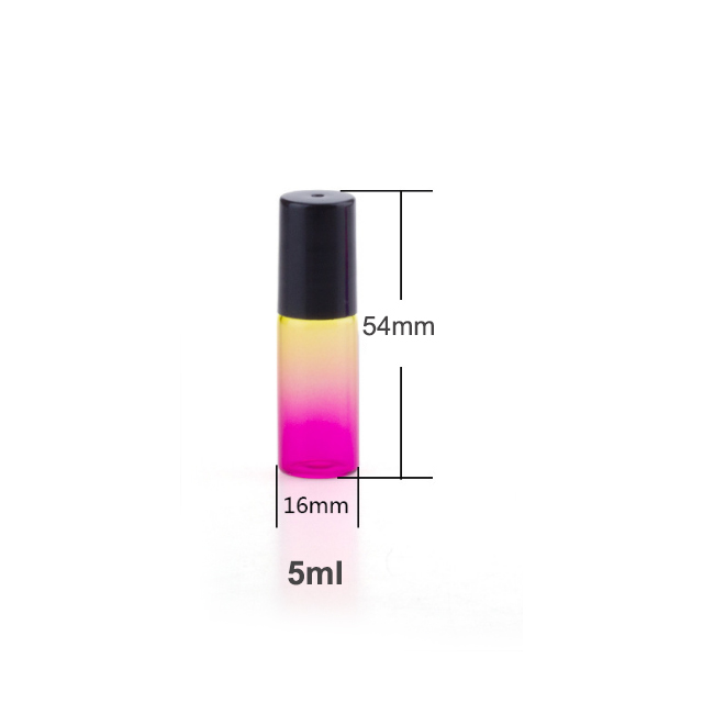 Hengjian Wholesale 5ML Gradual Color Glass Roller Empty Attar Bottles Aromatherapy Refillable Roll On Perfume Bottles