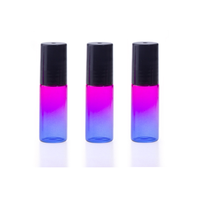 Hengjian Wholesale 5ML Gradual Color Glass Roller Empty Attar Bottles Aromatherapy Refillable Roll On Perfume Bottles