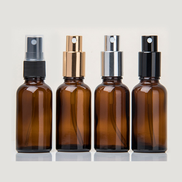 Hengjian amber essential oil lotion mist spray pump bottle 5ml 10ml 15ml 20ml 30ml 50ml 100ml with aluminum cap