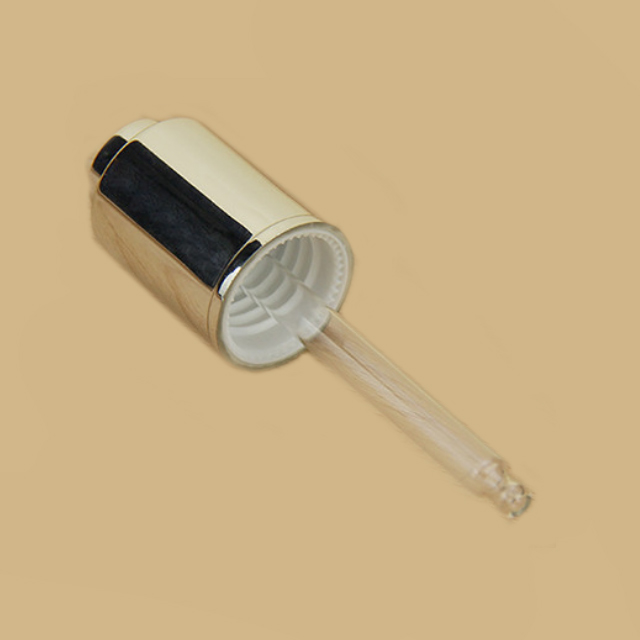 Hengjian have stock 20ml 30ml 50ml clear makeup skincare serum push button pump dropper glass bottle with gold push dropper