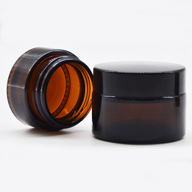Hengjian have stock 30g amber glass cream jar cosmetic jars with black cover