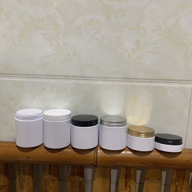Hengjian low MOQ 200g black empty plastic pet 200ml cosmetic skincare storage cream jar black plastic jar ready to ship