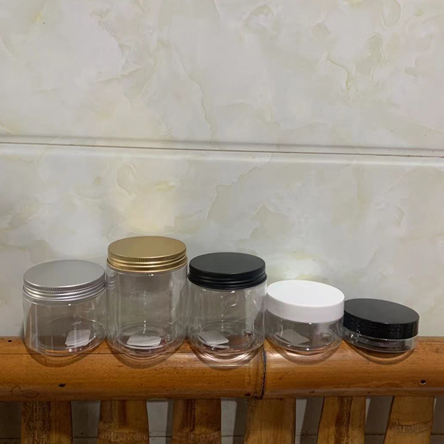 Hengjian low MOQ 200g black empty plastic pet 200ml cosmetic skincare storage cream jar black plastic jar ready to ship