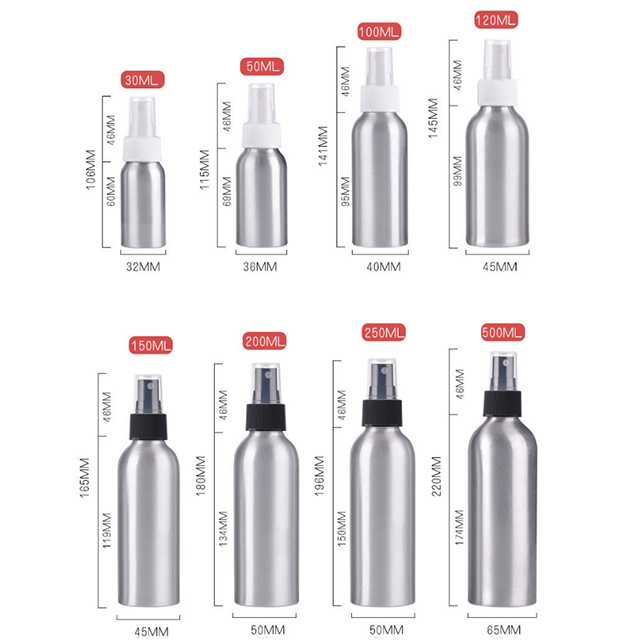 Hengjian low MOQ 500ml perfume aluminum bottle fine mist atomizer with aluminum mist spray