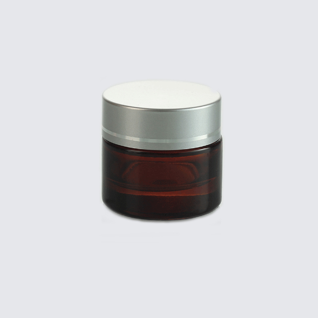 Hengjian low MOQ 5g amber glass cosmetic jar with silver lid for skin care cream glass jar