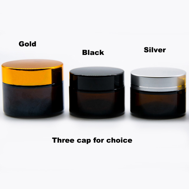 Hengjian low MOQ 5g amber glass cosmetic jar with silver lid for skin care cream glass jar