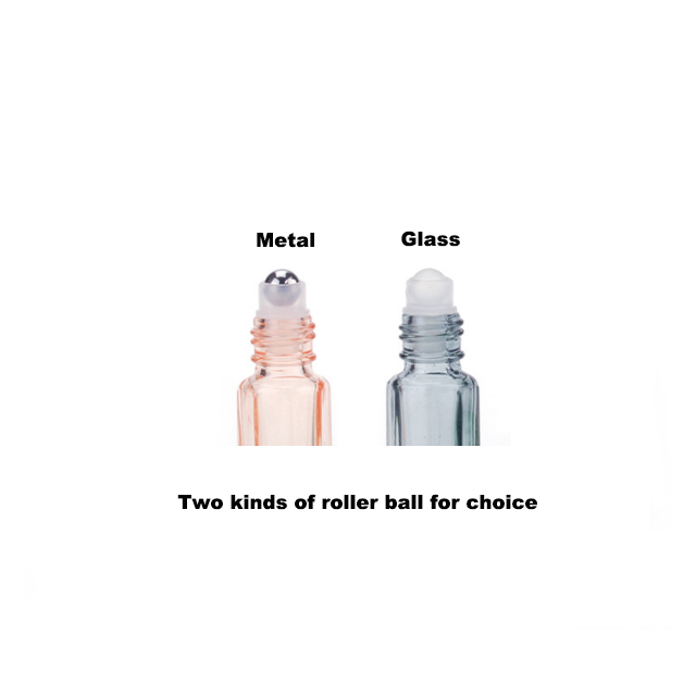 Hengjian new design 3ml colored octagonal glass bottles roller bottles empty roll on bottles with glass roller ball