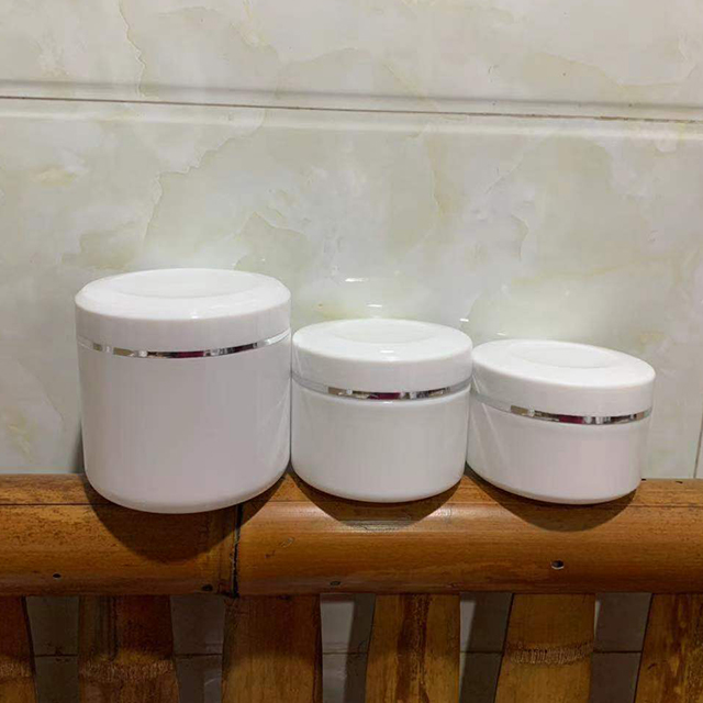 Hengjian stock 100g 200g 250g 300g 500g 800g 1000g cosmetic skincare storage container white plastic skincare cream jar with cap