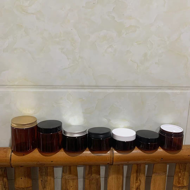 Hengjian stock 250g 250ml cosmetic container clear plastic skincare cream storage jar with gold black silver white cap