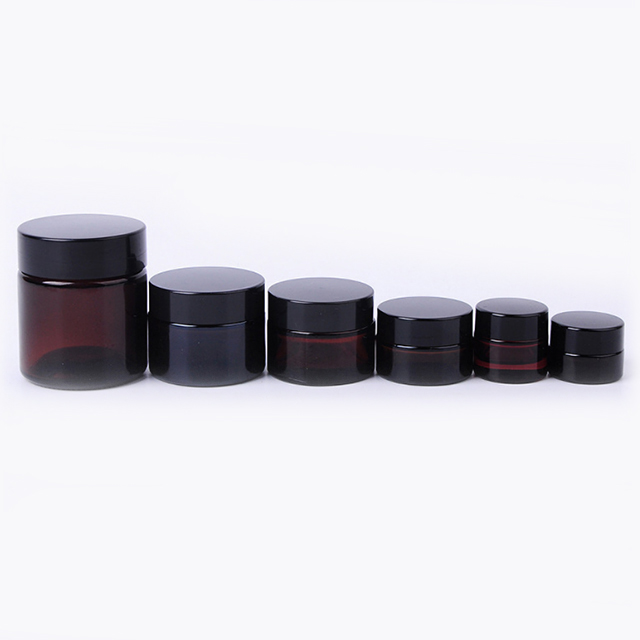 Hengjian stocked 100g amber glass storage jar with black lid for face cream