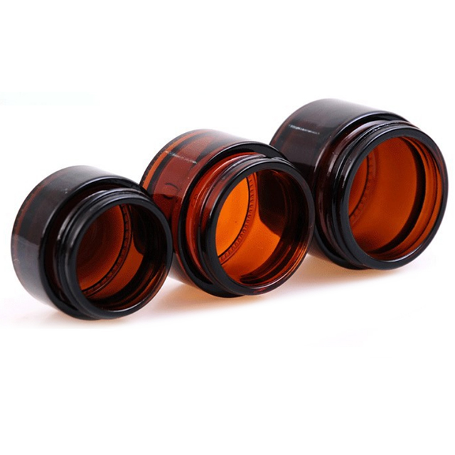 Hengjian stocked 100g amber glass storage jar with black lid for face cream