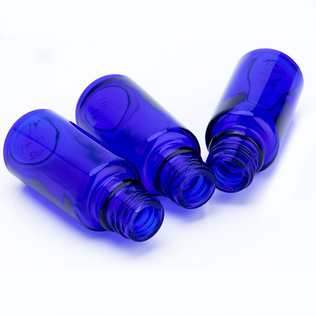 Hengjian wholesale 15ml blue color cosmetics round essential oil glass dropper bottles