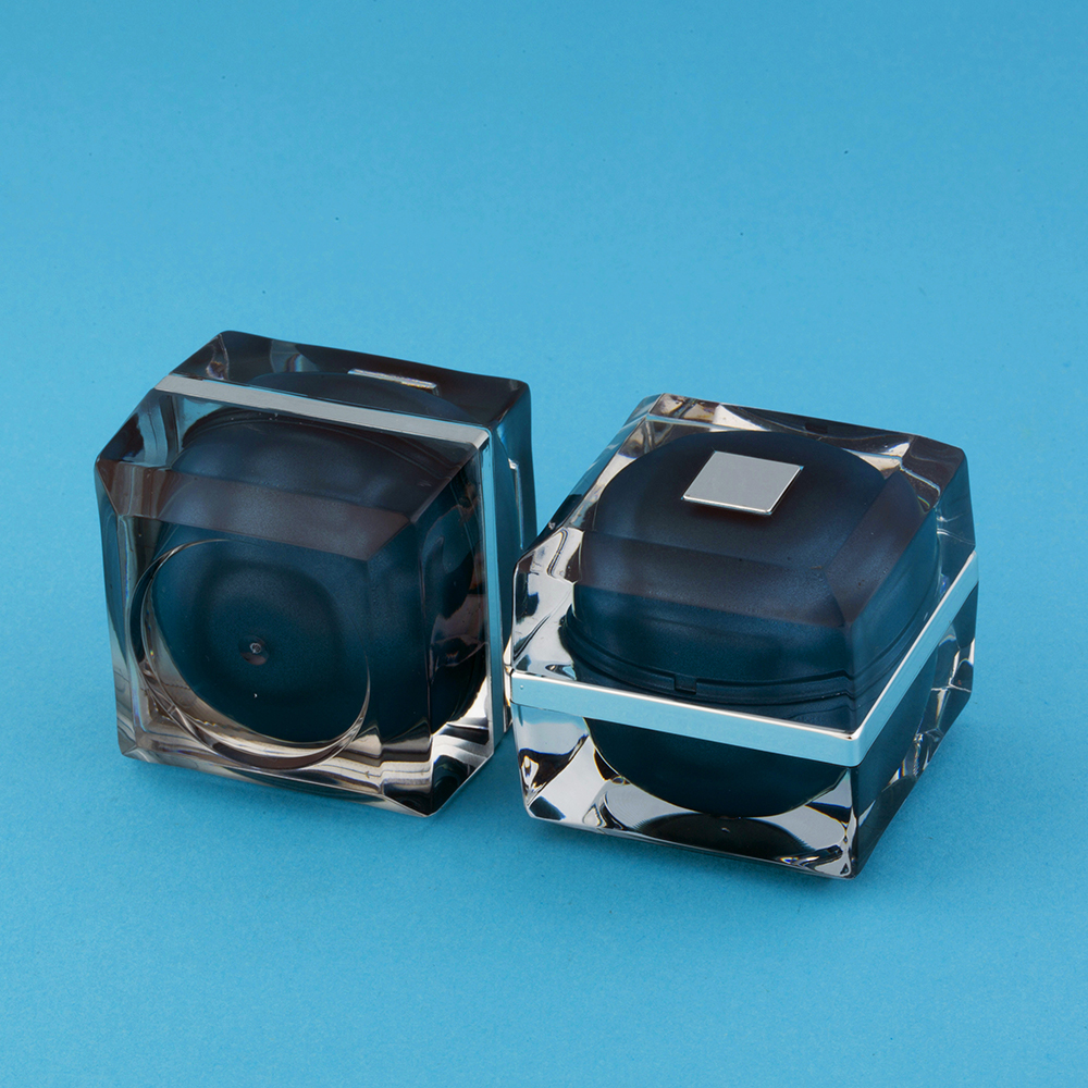 Hengsheng factory New design square shaped clear plastic acrylic cosmetic cream jar 10ml 5ml skin care toner package container