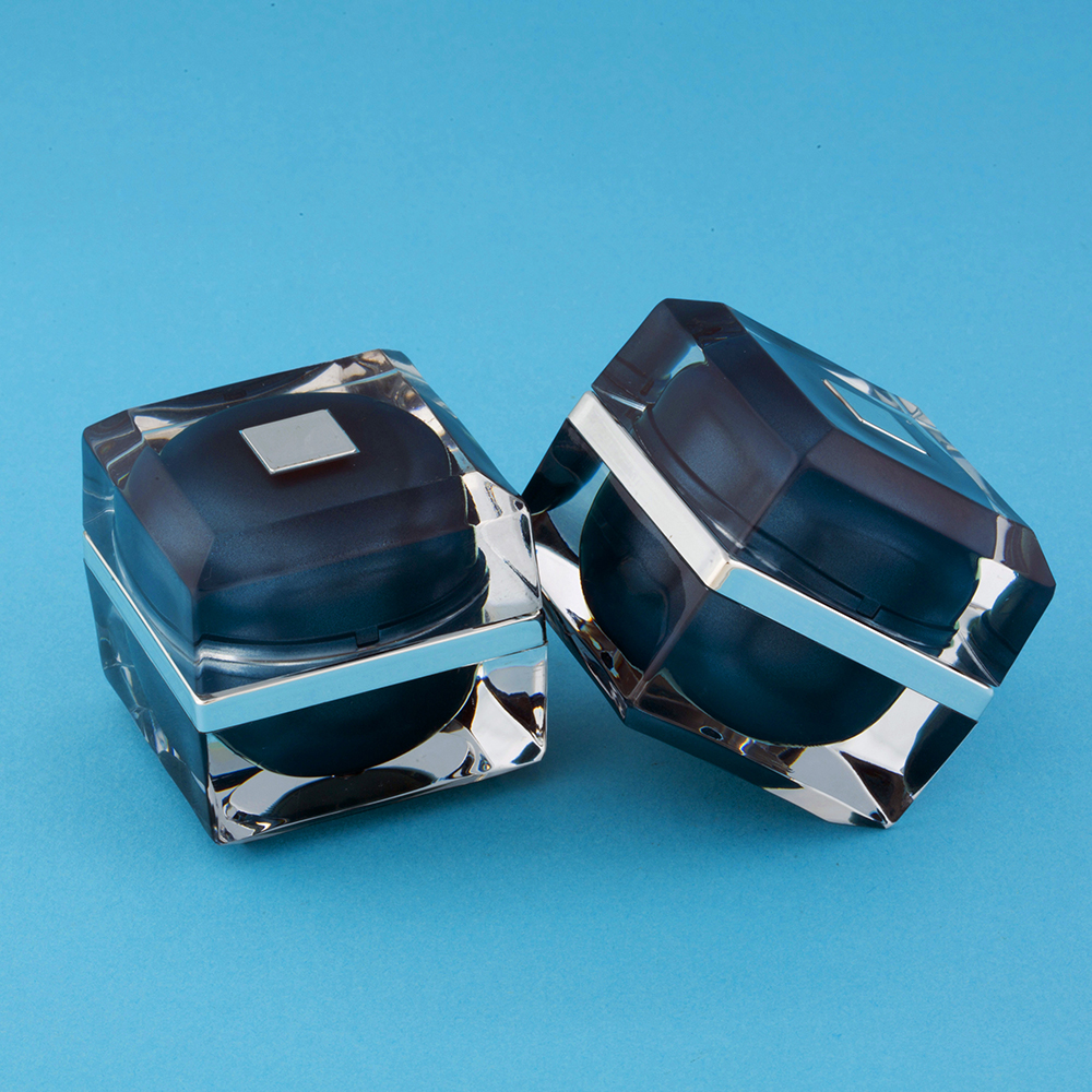 Hengsheng factory New design square shaped clear plastic acrylic cosmetic cream jar 10ml 5ml skin care toner package container