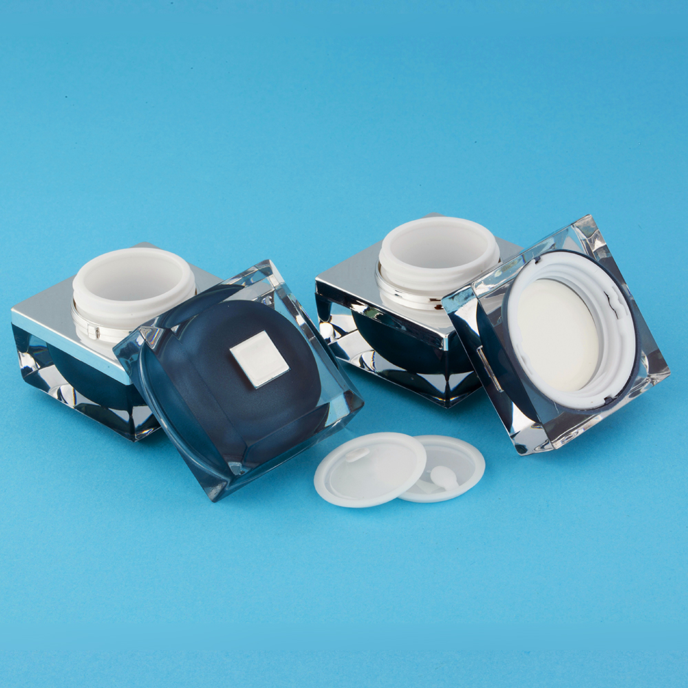 Hengsheng factory New design square shaped clear plastic acrylic cosmetic cream jar 10ml 5ml skin care toner package container