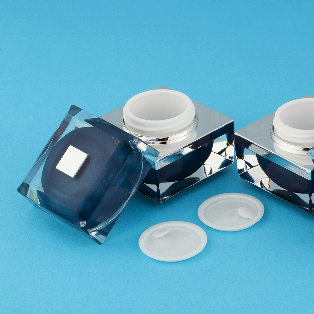 Hengsheng factory New design square shaped clear plastic acrylic cosmetic cream jar 10ml 5ml skin care toner package container